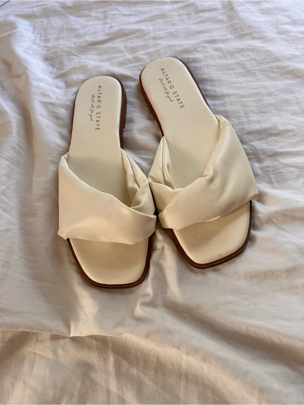 Altar'd State Ivory Twist Slide Sandals